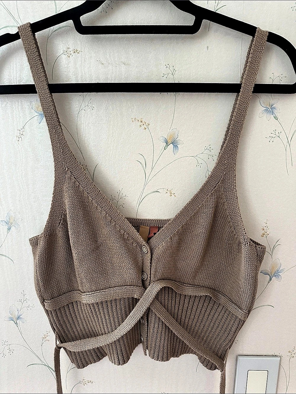 PILCRO Knit Tie-Front Crop Camisole in Brown Size Medium, Anthropology